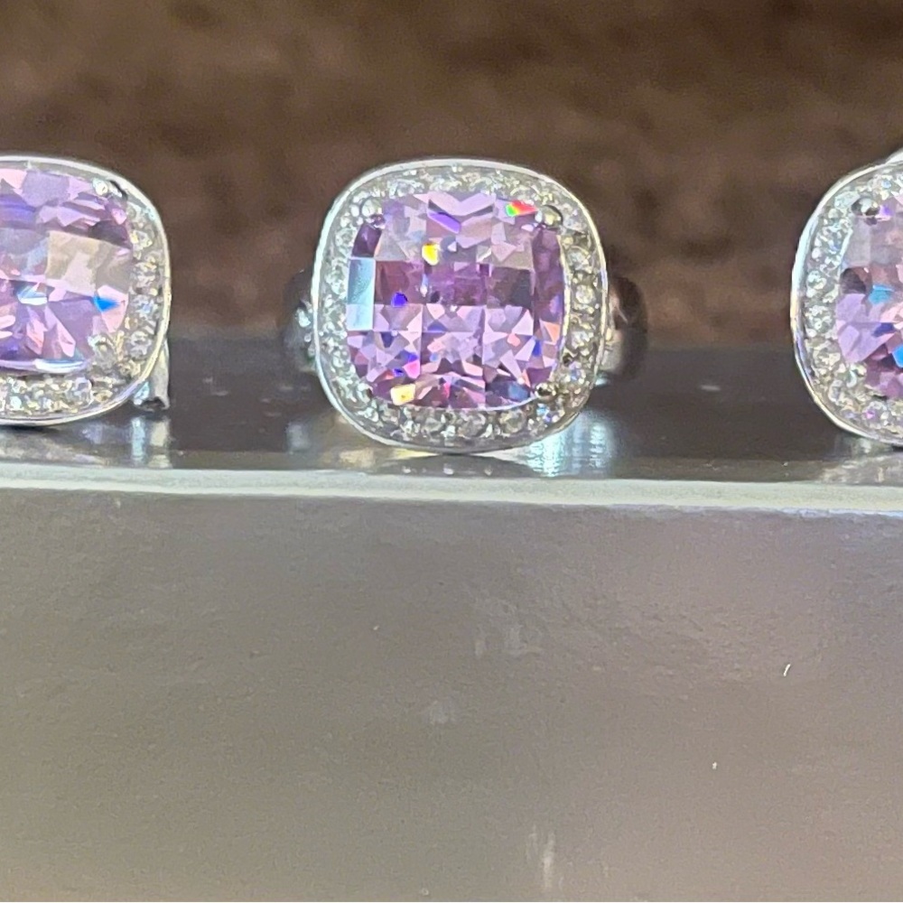 Chrislu CZ earrings and matching lavender earrings.